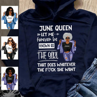 Personalized June Birthday Gift For Her Custom Birthday Gift Black Queen Customized June Birthday T-Shirt Hoodie Dreameris