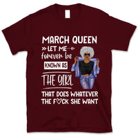 Personalized March Birthday Gift For Her Custom Birthday Gift Black Queen Customized March Birthday T-Shirt Hoodie Dreameris