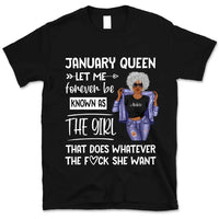 Personalized January Birthday Gift For Her Custom Birthday Gift Black Queen Customized January Birthday T-Shirt Hoodie Dreameris