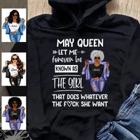 Personalized May Birthday Gift For Her Custom Birthday Gift Black Queen Customized May Birthday T-Shirt Hoodie Dreameris