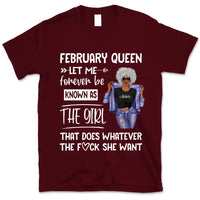 Personalized February Birthday Gift For Her Custom Birthday Gift Black Queen Customized February Birthday T-Shirt Hoodie Dreameris