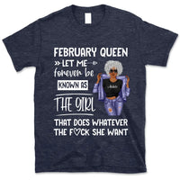 Personalized February Birthday Gift For Her Custom Birthday Gift Black Queen Customized February Birthday T-Shirt Hoodie Dreameris