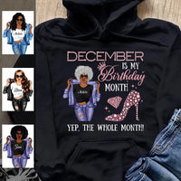 Personalized December Birthday Gift For Her Custom Birthday Gift Black Queen Customized December Birthday T-Shirt Hoodie Dreameris