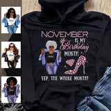 Personalized November Birthday Gift For Her Custom Birthday Gift Black Queen Customized November Birthday T-Shirt Hoodie Dreameris