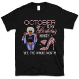 Personalized October Birthday Gift For Her Custom Birthday Gift Black Queen Customized October Birthday T-Shirt Hoodie Dreameris