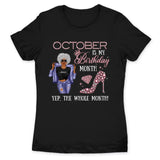 Personalized October Birthday Gift For Her Custom Birthday Gift Black Queen Customized October Birthday T-Shirt Hoodie Dreameris