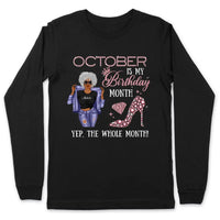 Personalized October Birthday Gift For Her Custom Birthday Gift Black Queen Customized October Birthday T-Shirt Hoodie Dreameris