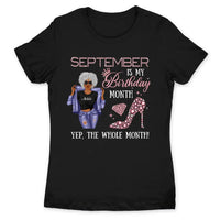 Personalized September Birthday Gift For Her Custom Birthday Gift Black Queen Customized September Birthday T-Shirt Hoodie Dreameris