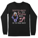 Personalized September Birthday Gift For Her Custom Birthday Gift Black Queen Customized September Birthday T-Shirt Hoodie Dreameris