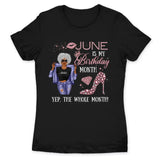 Personalized June Birthday Gift For Her Custom Birthday Gift Black Queen Customized June Birthday T-Shirt Hoodie Dreameris