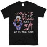 Personalized June Birthday Gift For Her Custom Birthday Gift Black Queen Customized June Birthday T-Shirt Hoodie Dreameris