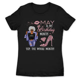 Personalized May Birthday Gift For Her Custom Birthday Gift Black Queen Customized May Birthday T-Shirt Hoodie Dreameris