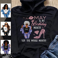 Personalized May Birthday Gift For Her Custom Birthday Gift Black Queen Customized May Birthday T-Shirt Hoodie Dreameris