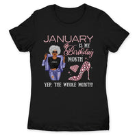 Personalized January Birthday Gift For Her Custom Birthday Gift Black Queen Customized January Birthday T-Shirt Hoodie Dreameris