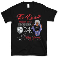 (Custom Birthday) Personalized December Birthday Gift For Her Custom Birthday Gift Black Queen Customized December Birthday T-Shirt Hoodie Dreameris