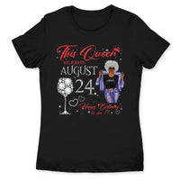 (Custom Birthday) Personalized August Birthday Gift For Her Custom Birthday Gift Black Queen Customized August Birthday T-Shirt Hoodie Dreameris