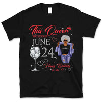 (Custom Birthday) Personalized June Birthday Gift For Her Custom Birthday Gift Black Queen Customized June Birthday T-Shirt Hoodie Dreameris