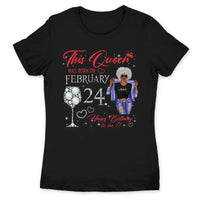 (Custom Birthday) Personalized February Birthday Gift For Her Custom Birthday Gift Black Queen Customized February Birthday T-Shirt Hoodie Dreameris