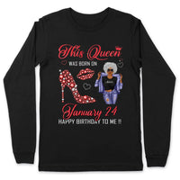 (Custom Birth Date) Personalized January Birthday Gift For Her Custom Birthday Gift Black Queen Customized January Birthday T-Shirt Hoodie Dreameris