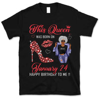 (Custom Birth Date) Personalized January Birthday Gift For Her Custom Birthday Gift Black Queen Customized January Birthday T-Shirt Hoodie Dreameris