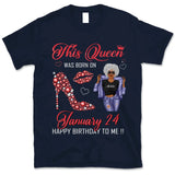 (Custom Birth Date) Personalized January Birthday Gift For Her Custom Birthday Gift Black Queen Customized January Birthday T-Shirt Hoodie Dreameris