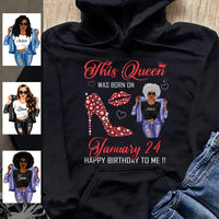 (Custom Birth Date) Personalized January Birthday Gift For Her Custom Birthday Gift Black Queen Customized January Birthday T-Shirt Hoodie Dreameris