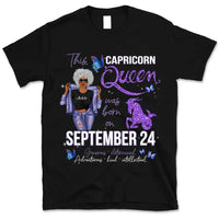 Capricorn Personalized December Birthday Gift For Her Custom Birthday Gift Black Queen Customized January Birthday T-Shirt Hoodie Dreameris