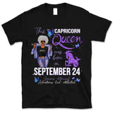 Capricorn Personalized December Birthday Gift For Her Custom Birthday Gift Black Queen Customized January Birthday T-Shirt Hoodie Dreameris