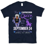 Capricorn Personalized December Birthday Gift For Her Custom Birthday Gift Black Queen Customized January Birthday T-Shirt Hoodie Dreameris