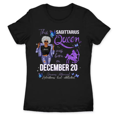 Sagittarius Personalized December Birthday Gift For Her Custom Birthday Gift Black Queen Customized November Birthday T-Shirt Hoodie Dreameris