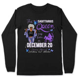 Sagittarius Personalized December Birthday Gift For Her Custom Birthday Gift Black Queen Customized November Birthday T-Shirt Hoodie Dreameris