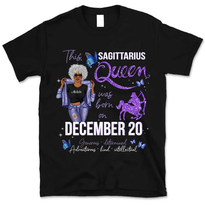 Sagittarius Personalized December Birthday Gift For Her Custom Birthday Gift Black Queen Customized November Birthday T-Shirt Hoodie Dreameris