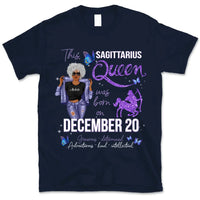 Sagittarius Personalized December Birthday Gift For Her Custom Birthday Gift Black Queen Customized November Birthday T-Shirt Hoodie Dreameris