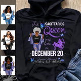 Sagittarius Personalized December Birthday Gift For Her Custom Birthday Gift Black Queen Customized November Birthday T-Shirt Hoodie Dreameris