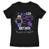 Leo Personalized August Birthday Gift For Her Custom Birthday Gift Black Queen Customized July Birthday T-Shirt Hoodie Dreameris