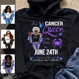 Cancer Personalized June Birthday Gift For Her Custom Birthday Gift Black Queen Customized July Birthday T-Shirt Hoodie Dreameris