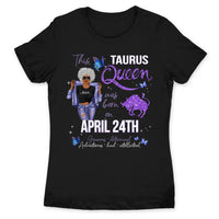 Taurus Personalized April Birthday Gift For Her Custom Birthday Gift Black Queen Customized May Birthday T-Shirt Hoodie Dreameris