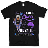 Taurus Personalized April Birthday Gift For Her Custom Birthday Gift Black Queen Customized May Birthday T-Shirt Hoodie Dreameris