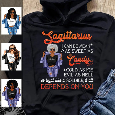 Sagittarius Personalized December Birthday Gift For Her Custom Birthday Gift Black Queen Customized November Birthday T-Shirt Hoodie Dreameris