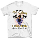 (Custom Birthyear) Libra Queen Personalized September Birthday Gift For Her Custom Birthday Gift Black Queen Customized October Birthday T-Shirt Hoodie Dreameris