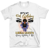 (Custom Birthyear) Libra Queen Personalized September Birthday Gift For Her Custom Birthday Gift Black Queen Customized October Birthday T-Shirt Hoodie Dreameris