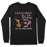 My Birthday Month Personalized November Birthday Gift For Her Custom Birthday Gift Black Queen Customized November Birthday T-Shirt Hoodie Dreameris