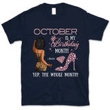 My Birthday Month Personalized October Birthday Gift For Her Custom Birthday Gift Black Queen Customized October Birthday T-Shirt Hoodie Dreameris