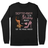 My Birthday Month Personalized September Birthday Gift For Her Custom Birthday Gift Black Queen Customized September Birthday T-Shirt Hoodie Dreameris