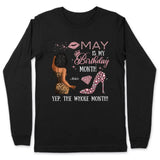 My Birthday Month Personalized May Birthday Gift For Her Custom Birthday Gift Black Queen Customized May Birthday T-Shirt Hoodie Dreameris