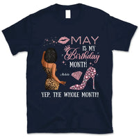 My Birthday Month Personalized May Birthday Gift For Her Custom Birthday Gift Black Queen Customized May Birthday T-Shirt Hoodie Dreameris