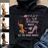 My Birthday Month Personalized May Birthday Gift For Her Custom Birthday Gift Black Queen Customized May Birthday T-Shirt Hoodie Dreameris