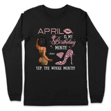 My Birthday Month Personalized April Birthday Gift For Her Custom Birthday Gift Black Queen Customized April Birthday T-Shirt Hoodie Dreameris