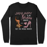 My Birthday Month Personalized January Birthday Gift For Her Custom Birthday Gift Black Queen Customized January Birthday T-Shirt Hoodie Dreameris