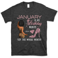 My Birthday Month Personalized January Birthday Gift For Her Custom Birthday Gift Black Queen Customized January Birthday T-Shirt Hoodie Dreameris